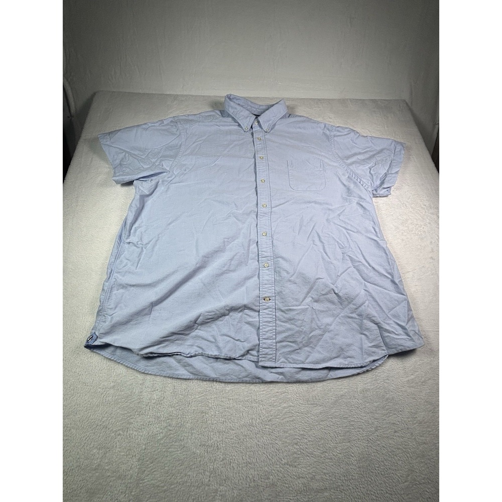 Cremieux Classic Men’s Short Sleeve Button Sky Blue Shirt/ Pocket Cotton Sz 4XB